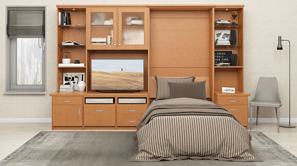 A custom wall bed from Closets by Design.